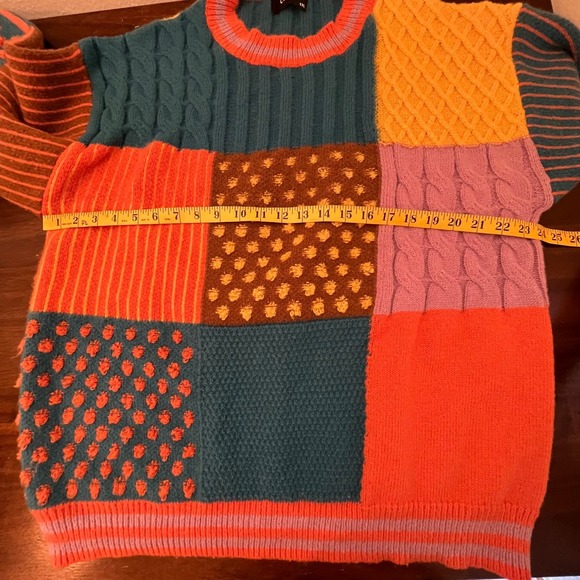 Cider Oversized Patchwork Sweater XL Whimsigoth Indie Granola Chunky Colorful 3D - Picture 9 of 10
